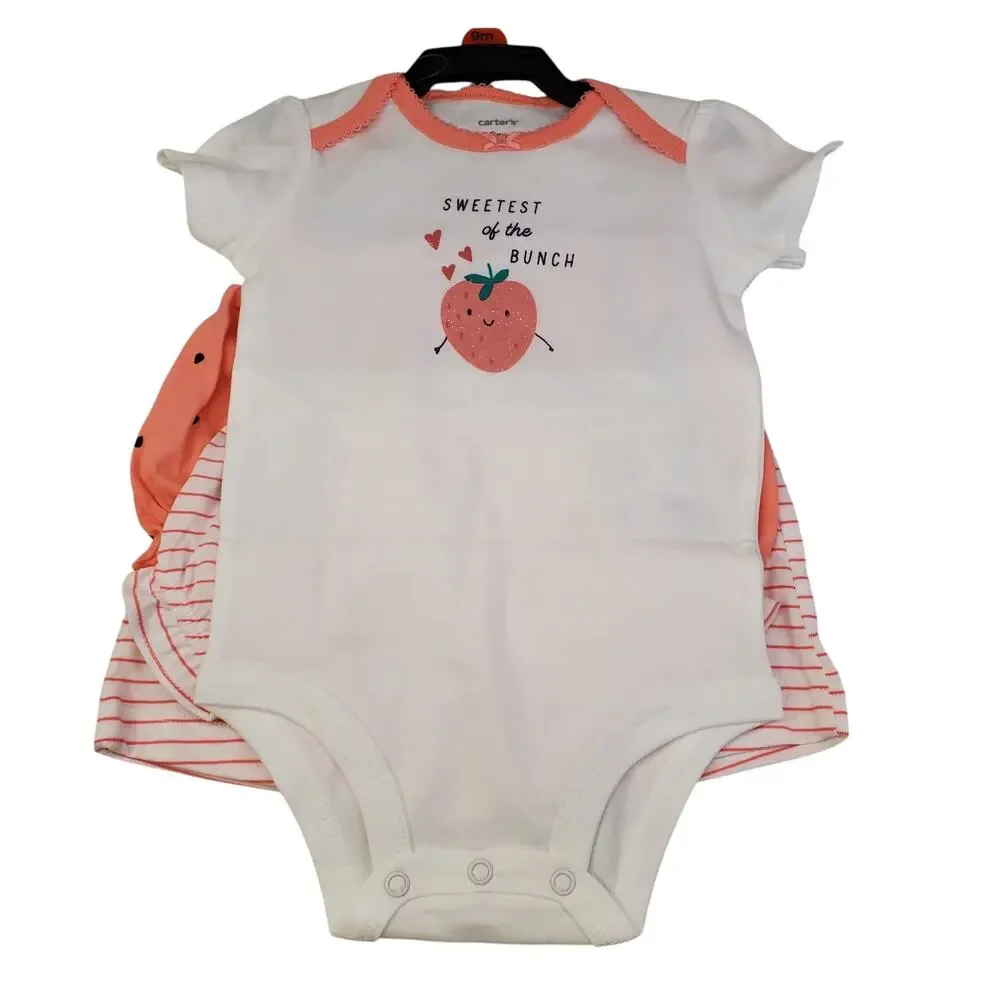 Carters Baby Girl Strawberry Summer Outfit Set 4 Piece Cotton Size 9 Months NEW